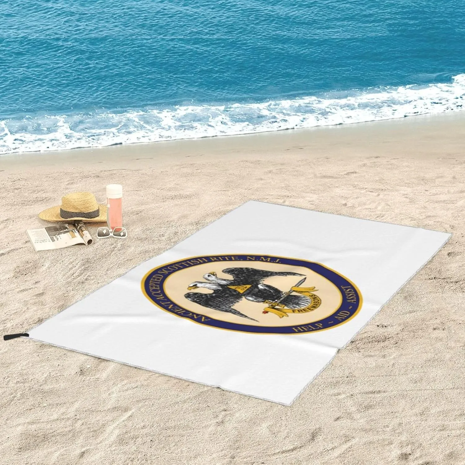 Ancient Accepted Scottish Rite Masonic Beach Towel Quick Dry Sand Free Lightweight Large 31.5"x63" with Travel Bag - Vacation Essentials Bath Towel for Pool, Summer