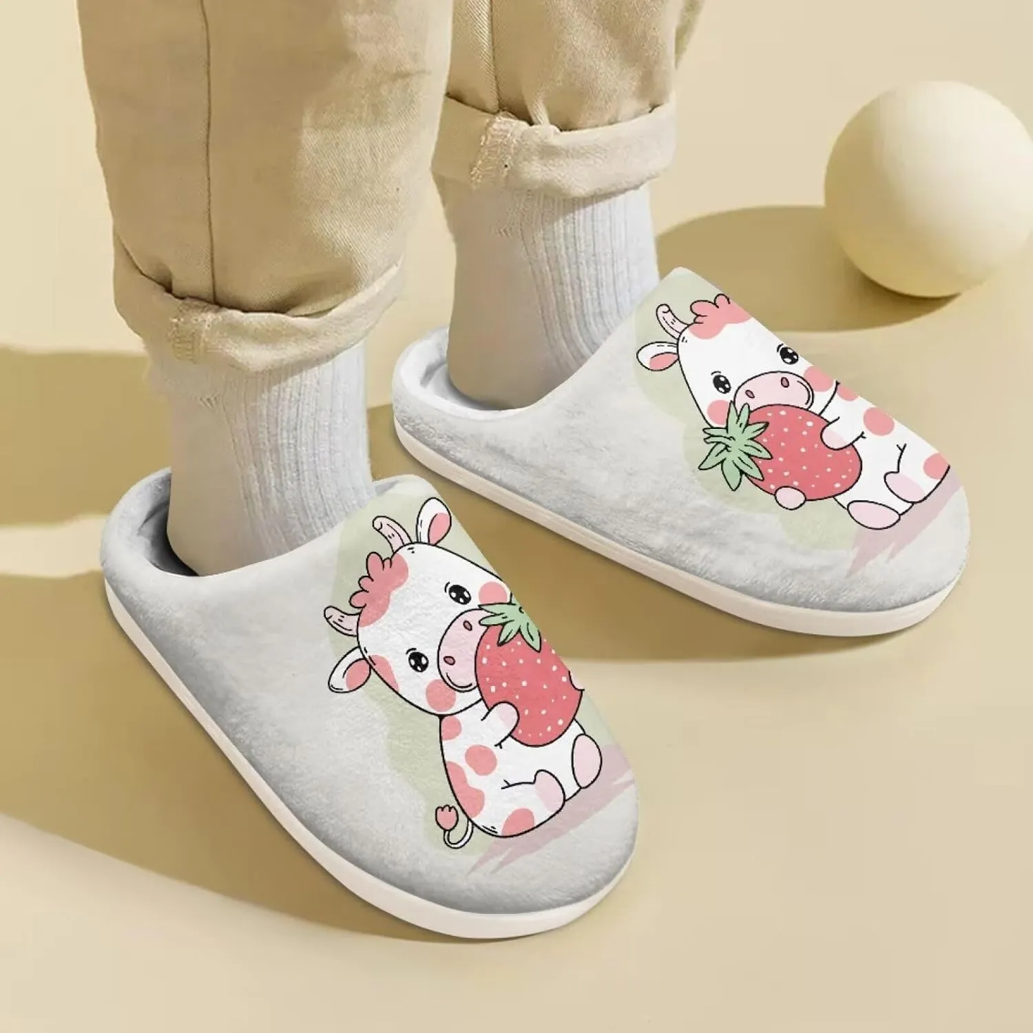 Animal Children's Plush Slippers Slip on Little kids Furry Non-Slip Warm Comfy Fluffy Lightweight Soft Indoor Washable House Slippers Size9-14.5