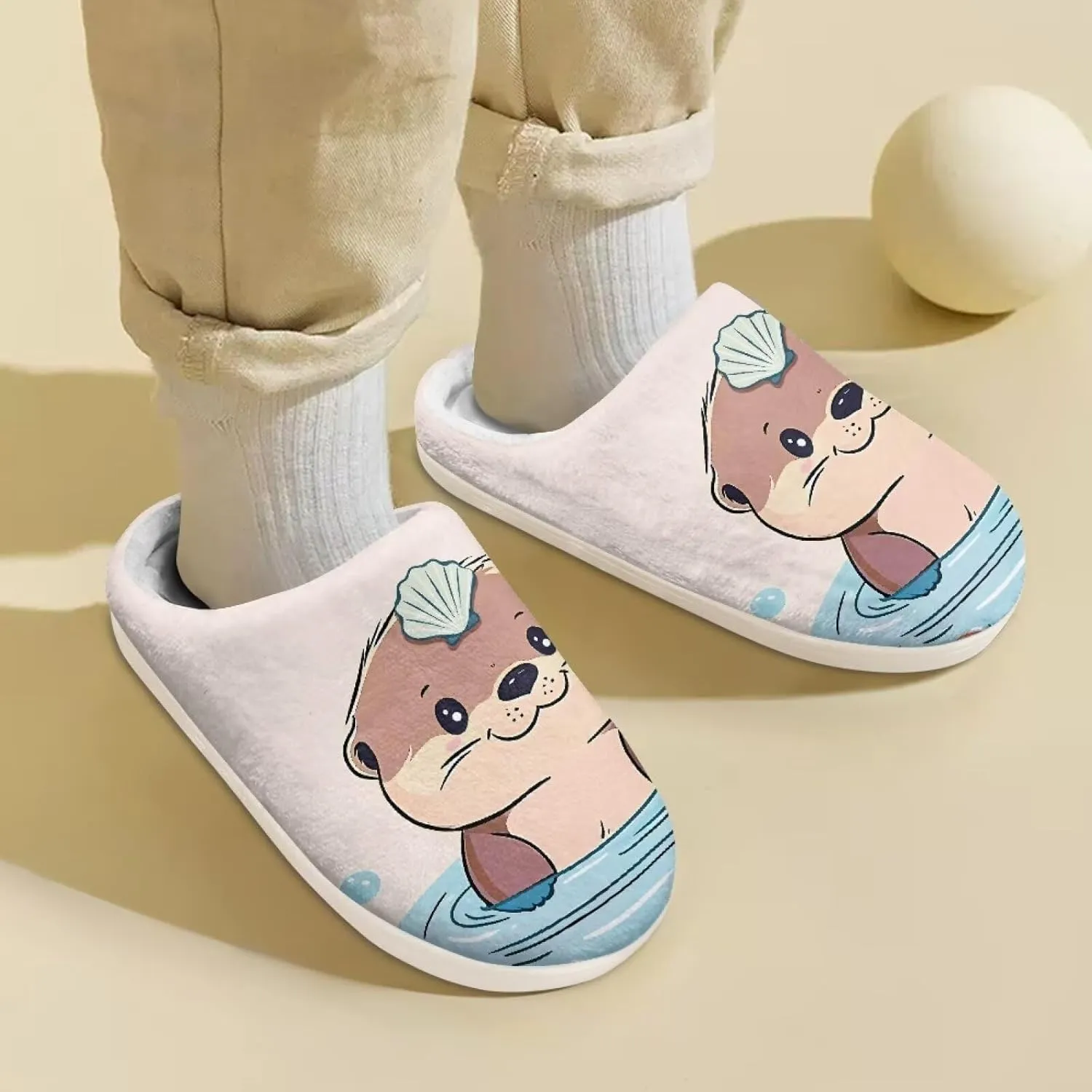 Animal Children's Slippers Boys Girls Cute House Shoes Soft Plush Warm Slippers Winter Non Slip Indoor Fuzzy Slippers Size 9-15