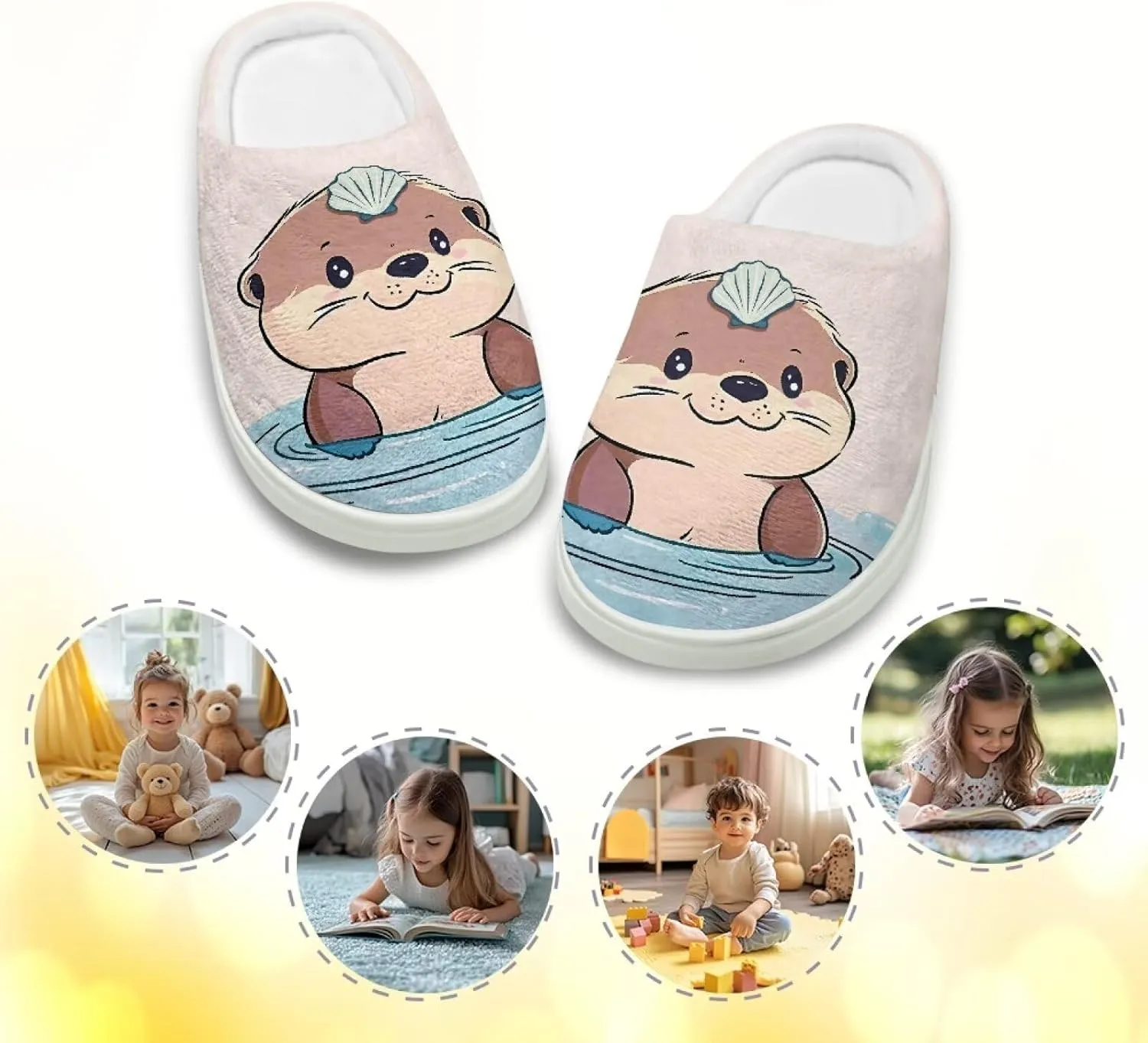Animal Children's Slippers Boys Girls Cute House Shoes Soft Plush Warm Slippers Winter Non Slip Indoor Fuzzy Slippers Size 9-15