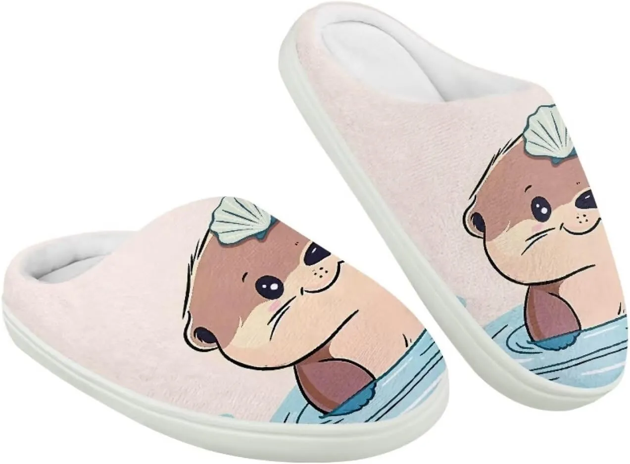 Animal Children's Slippers Boys Girls Cute House Shoes Soft Plush Warm Slippers Winter Non Slip Indoor Fuzzy Slippers Size 9-15
