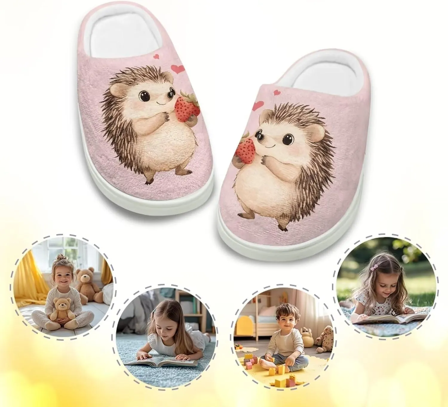 Animal Children's Slippers Boys Girls Cute House Shoes Soft Plush Warm Slippers Winter Non Slip Indoor Fuzzy Slippers Size 9-15