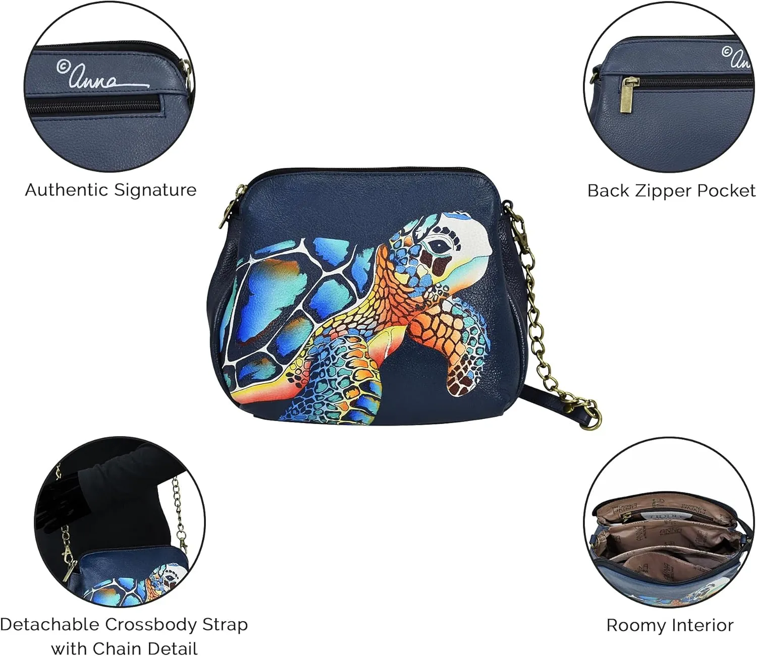 Anna by Anuschka Women's Hand-Painted Leather Medium Multi-Compartment Bag