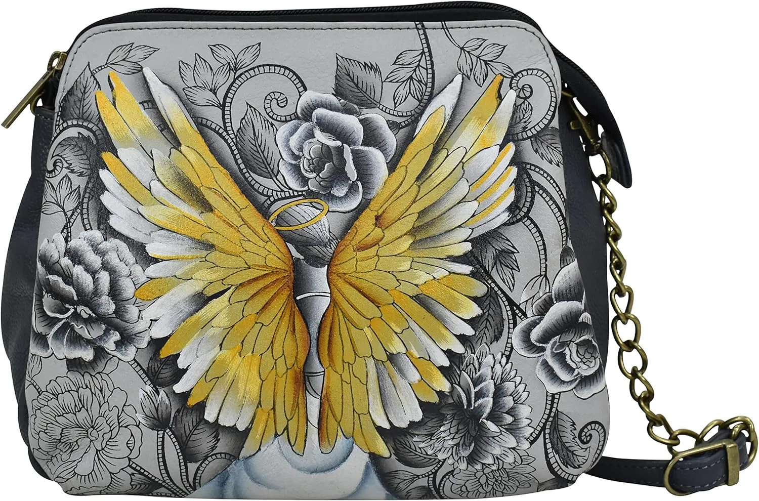 Anna by Anuschka Women's Hand-Painted Leather Medium Multi-Compartment Bag