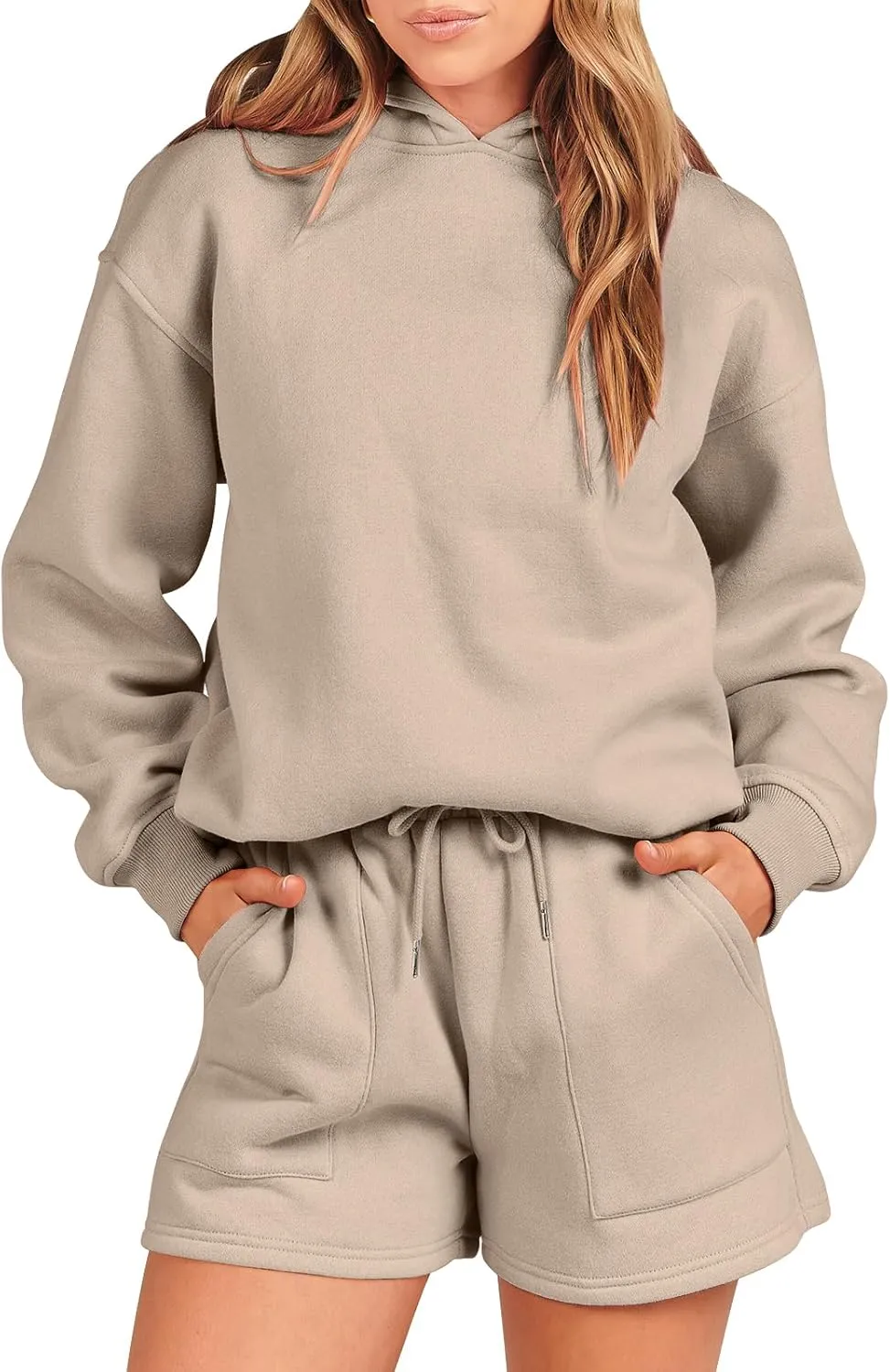 ANRABESS Women 2 Piece Outfit Oversized Hoodie Sweatshirt Shorts Lounge Sweat Set Sweatsuit Tracksuit 2025 Trendy Y2K Clothes