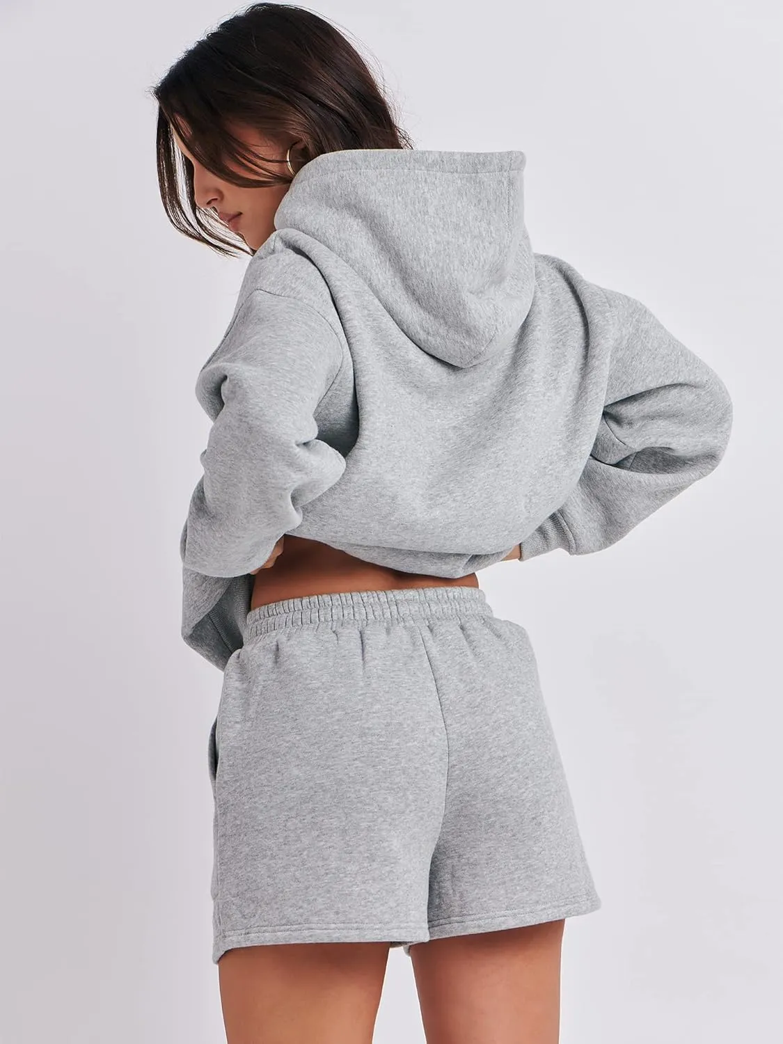 ANRABESS Women 2 Piece Outfit Oversized Hoodie Sweatshirt Shorts Lounge Sweat Set Sweatsuit Tracksuit 2025 Trendy Y2K Clothes