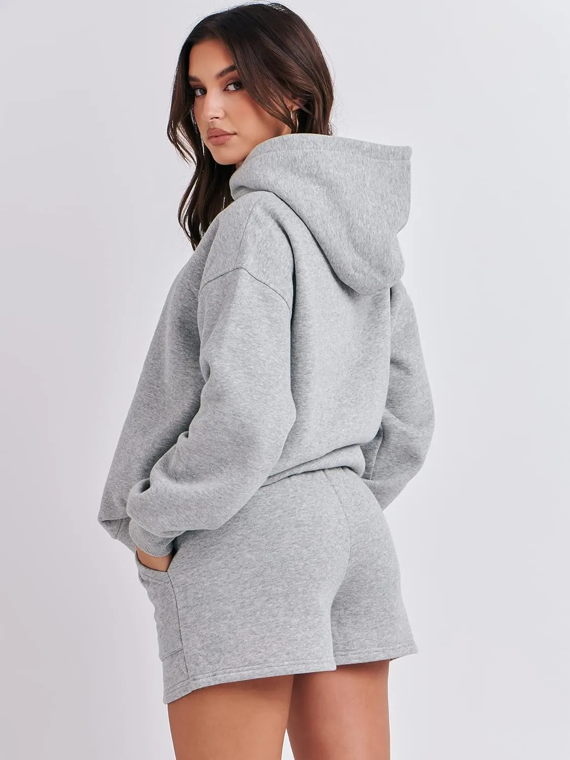 ANRABESS Women 2 Piece Outfit Oversized Hoodie Sweatshirt Shorts Lounge Sweat Set Sweatsuit Tracksuit 2025 Trendy Y2K Clothes