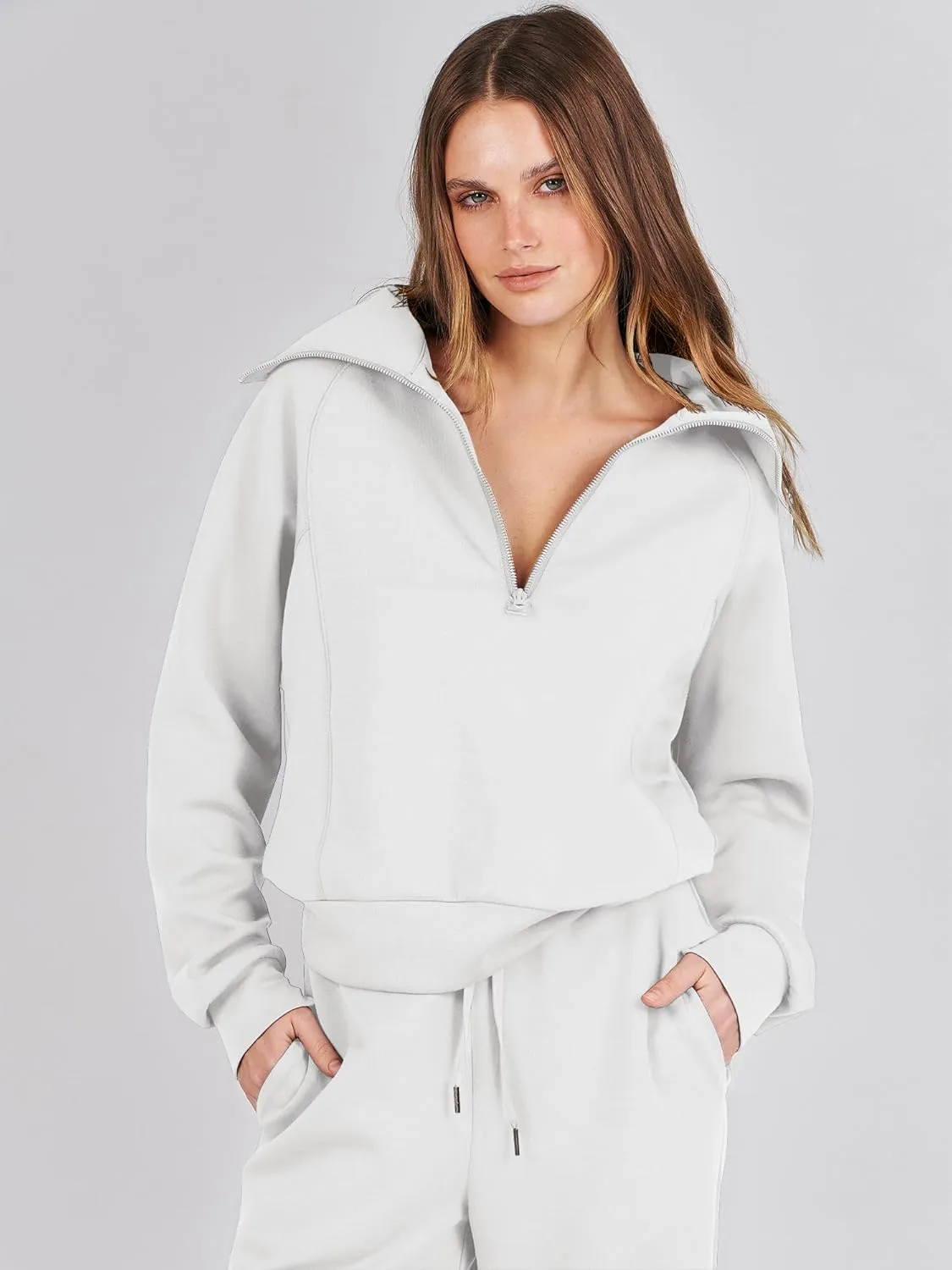 ANRABESS Women 2 Piece Outfits Sweatsuit Oversized Sweatshirt Sweatpants Tracksuit Sweat Lounge Matching Set 2025 Fall Trendy
