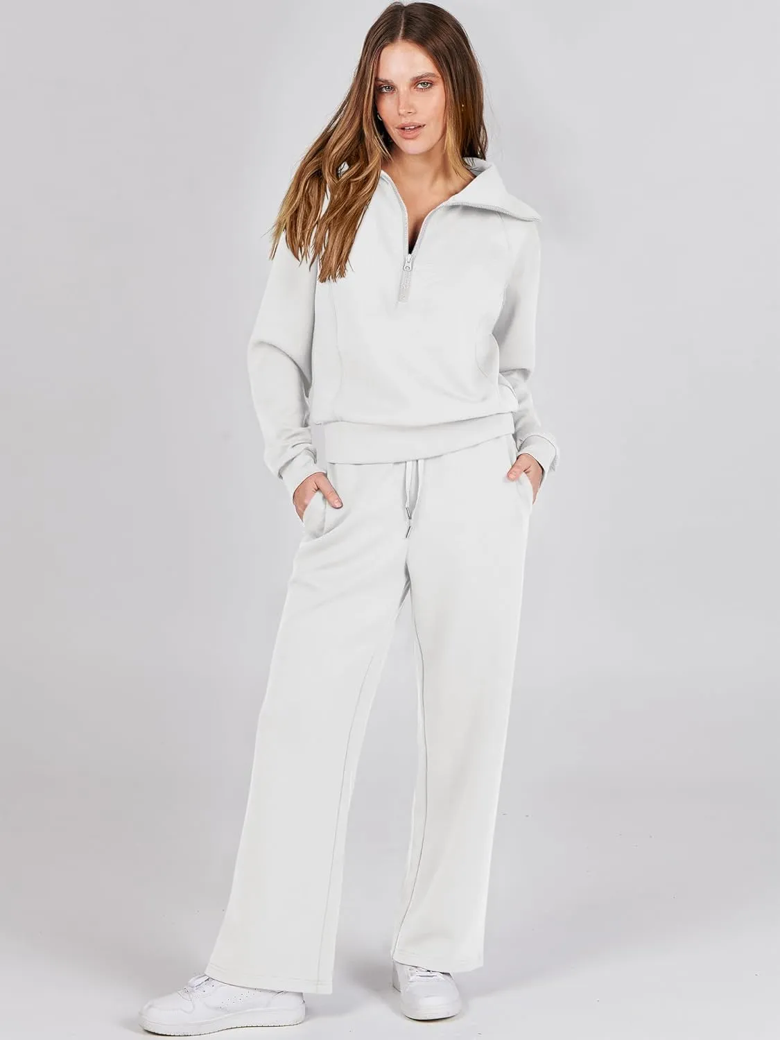 ANRABESS Women 2 Piece Outfits Sweatsuit Oversized Sweatshirt Sweatpants Tracksuit Sweat Lounge Matching Set 2025 Fall Trendy