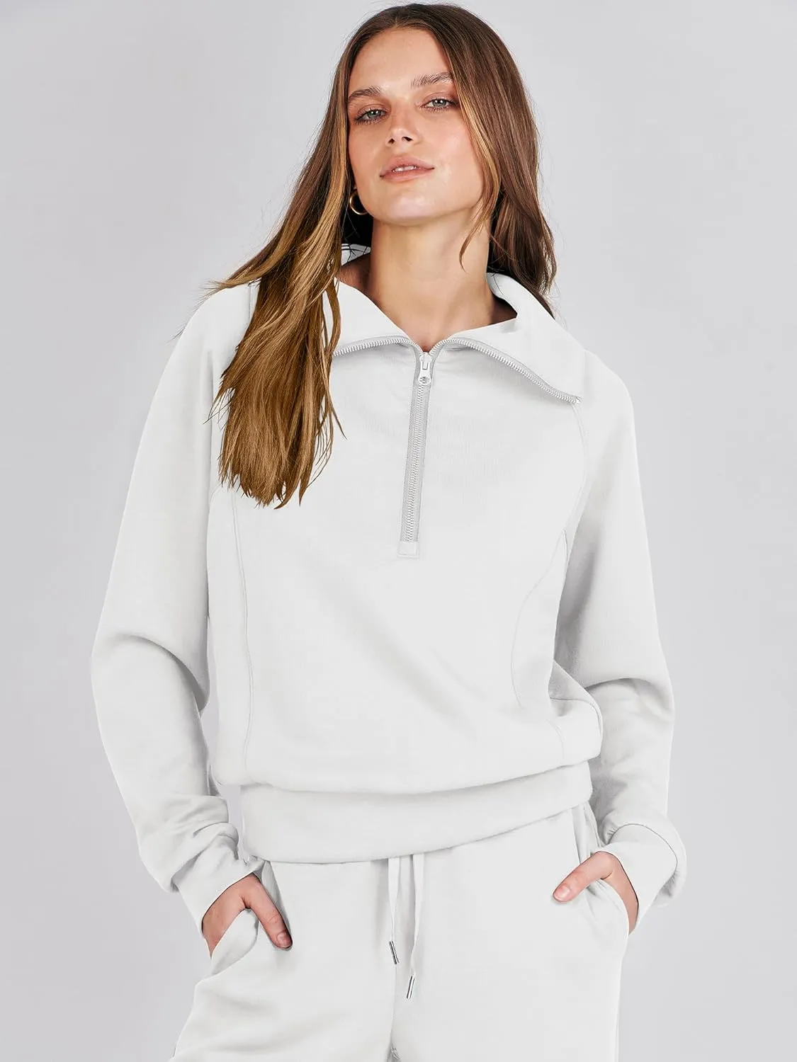 ANRABESS Women 2 Piece Outfits Sweatsuit Oversized Sweatshirt Sweatpants Tracksuit Sweat Lounge Matching Set 2025 Fall Trendy