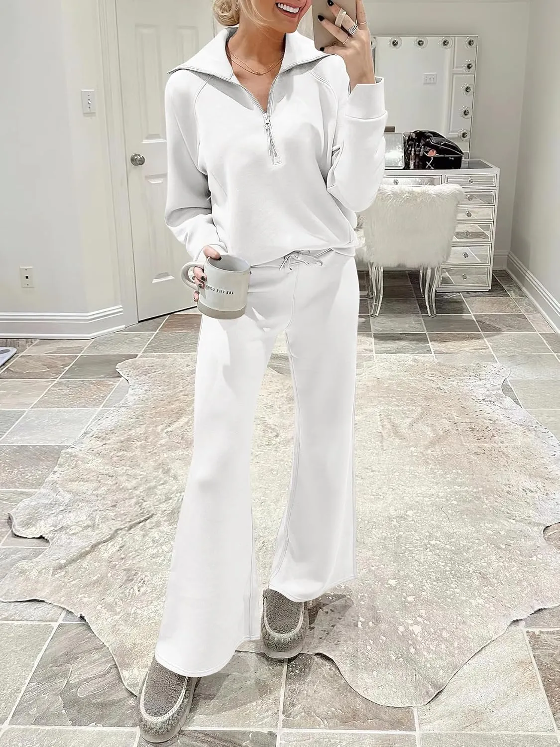ANRABESS Women 2 Piece Outfits Sweatsuit Oversized Sweatshirt Sweatpants Tracksuit Sweat Lounge Matching Set 2025 Fall Trendy