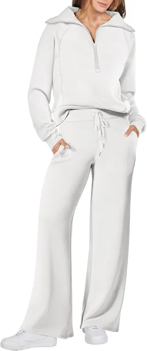 ANRABESS Women 2 Piece Outfits Sweatsuit Oversized Sweatshirt Sweatpants Tracksuit Sweat Lounge Matching Set 2025 Fall Trendy