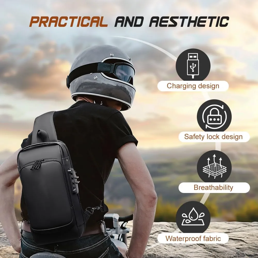 Anti-Theft Unisex Crossbody Sling Bag, Large Capacity Waterproof Travel Crossbody Bags, Pu Leather Shoulder Sling Bags