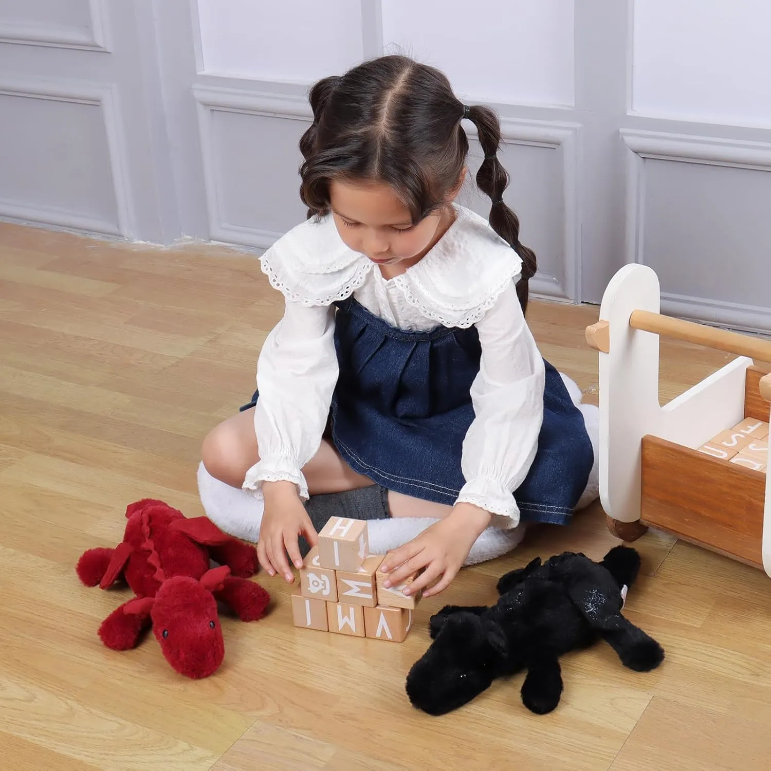 Apricot Lamb Toys Plush Black Lying Dragon Dinosaur Stuffed Animal Soft Cuddly Perfect for Child (Black Dragon,15 Inches)