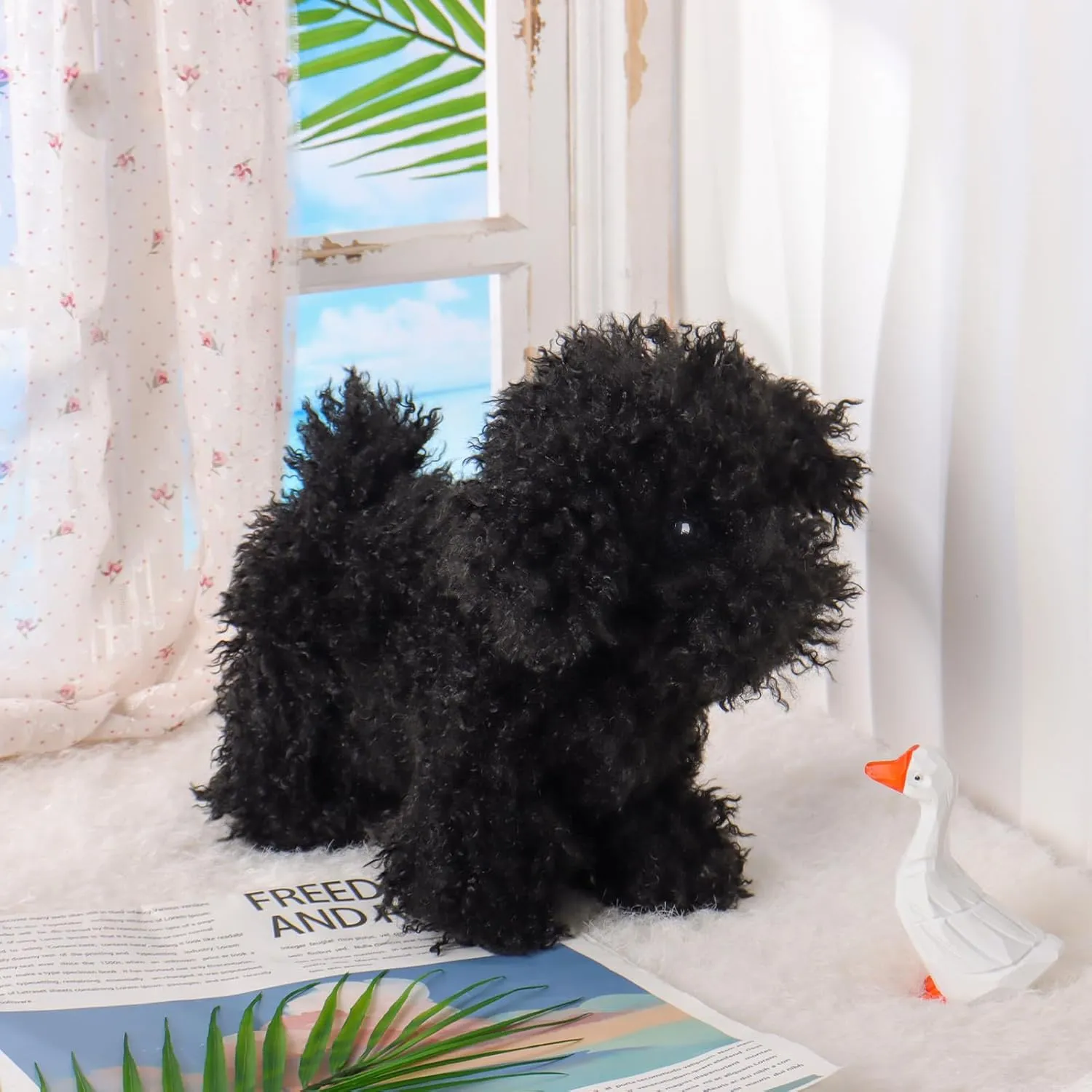 Apricot Lamb Toys Plush Black Poodle Dog Puppy Stuffed Animal Soft Cuddly Perfect for Child 8.3 Inches