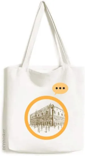 Architecture Landmark Sketch Landscape Expression Gift Sack Canvas Tote Shoulder Bag