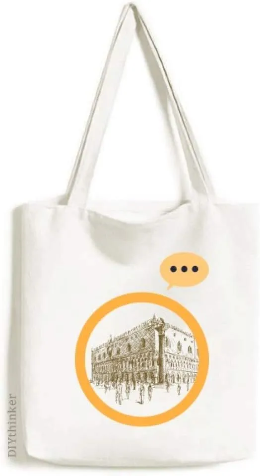 Architecture Landmark Sketch Landscape Expression Gift Sack Canvas Tote Shoulder Bag