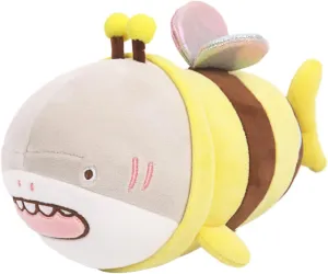ARELUX 10in Bee Plush Pillow Stuffed Animal,Fuzzy Yellow Honeybee Shark Plushie Doll Pillow,Stuffed Shark Pillow,Soft Anime Bee Pillow Toy Friends Family Member