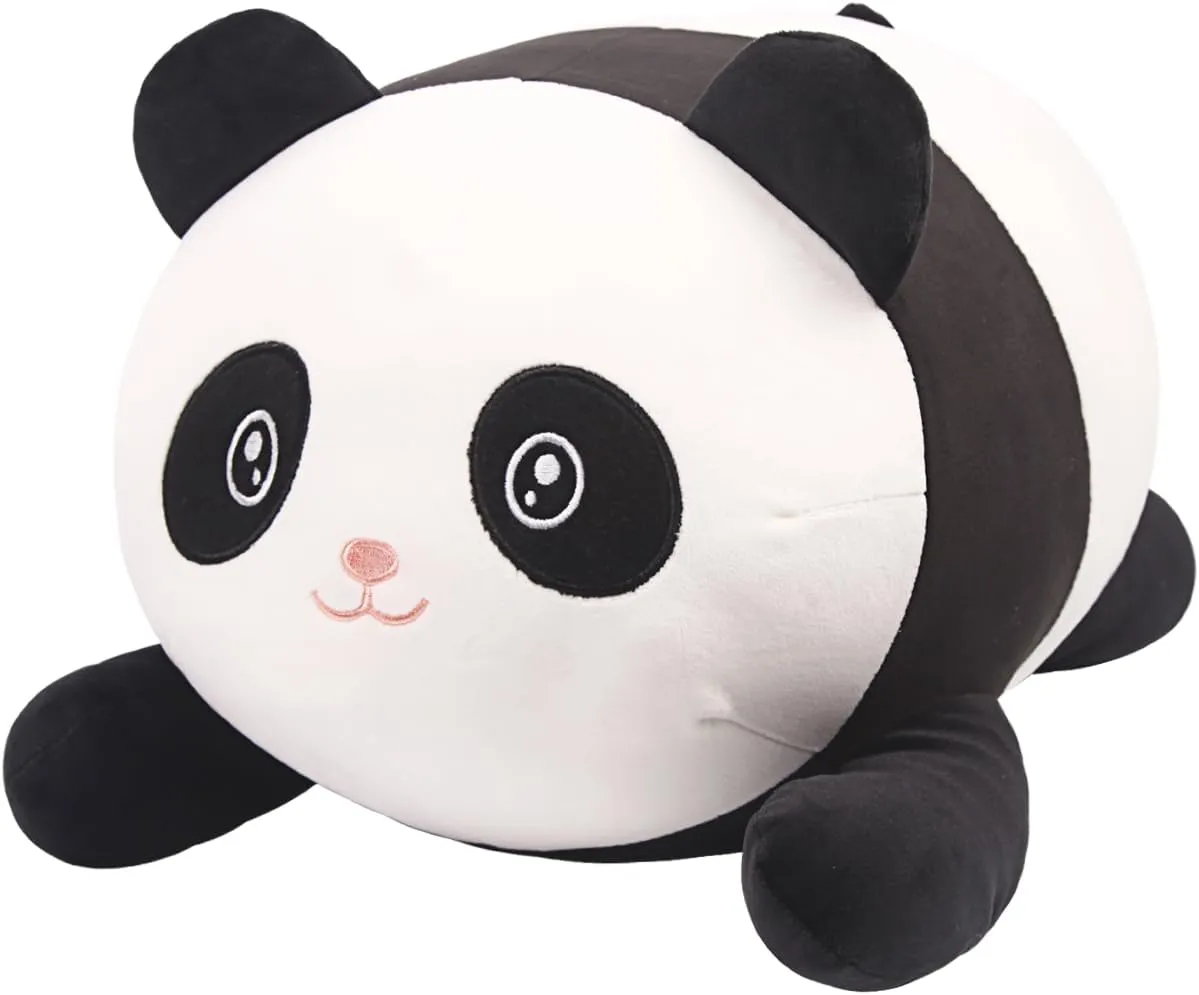 ARELUX 23.6in Panda Plush Pillow Soft Snuggly Pillow Kawaii Stuffed Animal Snuggle Buddy Plushie Giant Hugging Body Pillow Panda Toy Gifts for Kids Boys Girls