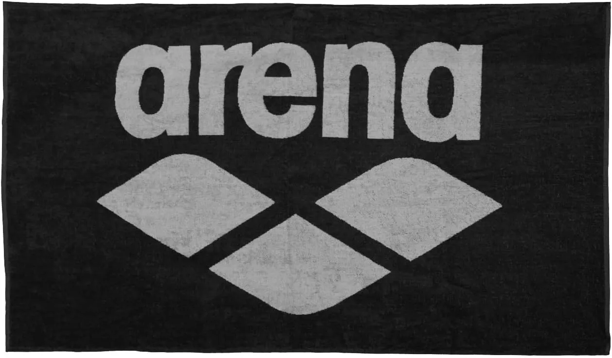ARENA Soft Cotton Pool Beach Swim Towel, Packable Large 100% Terry Cotton Sports Gym Towel, 59 x 35 Inches, Black/Gray