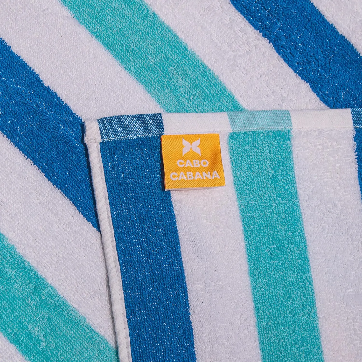Arkwright Cabo Chaise Lounge Cover - Pack of 2 - Striped Soft Cotton Cabana Towel with Pocket Holder for Beach Pool Outdoor Chair, 30 x 85 in., Tropical Breeze/Skydive Blue