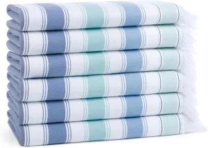 Arkwright Sand Free Beach Towel - Pack of 6 - Oversized 35 x 75 Turkish Cotton Quick Dry, Compact & Lightweight Blankets for Pool Chairs, Resorts, Outdoor, Cool