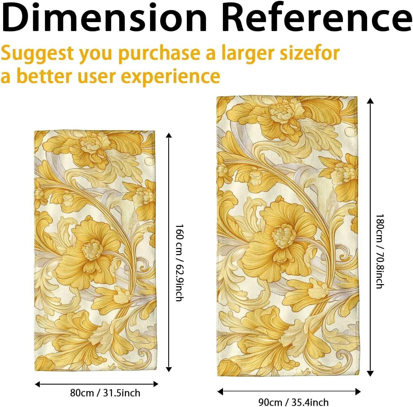 Artistic Yellow Floral Microfiber Beach Towel Quick Dry Soft Sand Free Light Weight Bath Blanket, Ideal for Outdoor Travel Camping Pool Picnic Essentials 62x31 Inch