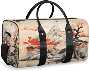 Asian Japanese Chinese Travel Duffle Bag, Sports Gym Bags for Women Men, Carry On Weekender Overnight Workout Airplane Trips Bag