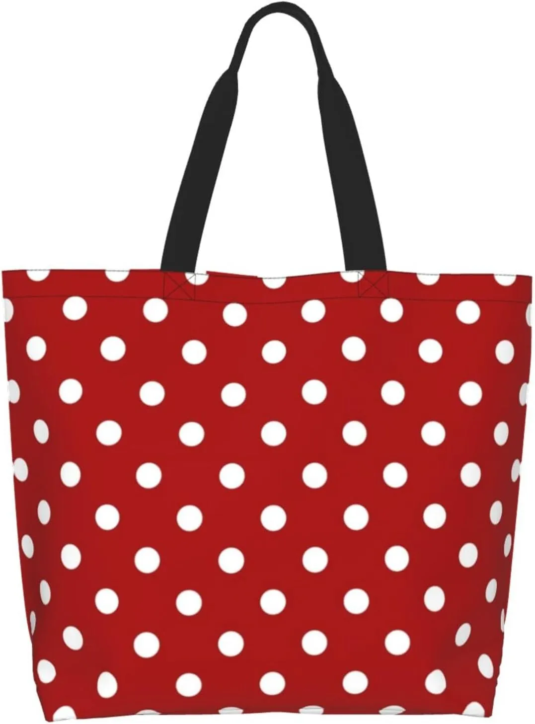 ASYG Red and White Polka Dot Tote Bag Lightweight Handbags Travel Shoulder Bag for Hiking,Yoga, Gym,Shopping Travel Beach