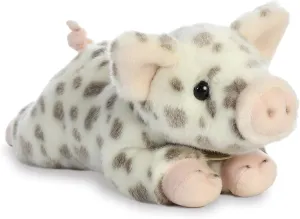 Aurora® Realistic Miyoni® Spotted Piglet Stuffed Animal - Lifelike Detail - Cherished Companionship - White 11 Inches