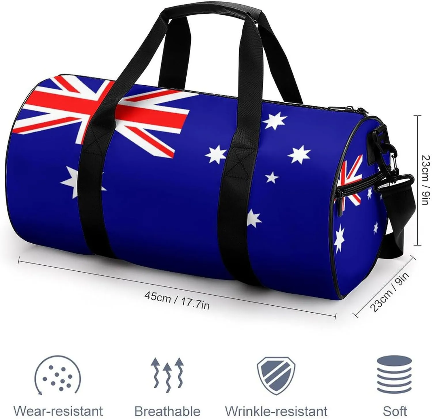 Australia Flag Gym Duffel Bag with Wet Pocket for Men Women Sports Overnight Tote