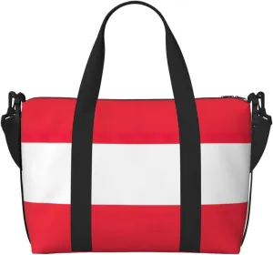 Austrian Flag Small Duffel Bag Foldable Travel Bag Weekender Bag Overnight Gym Hospital Bags For Women&Men