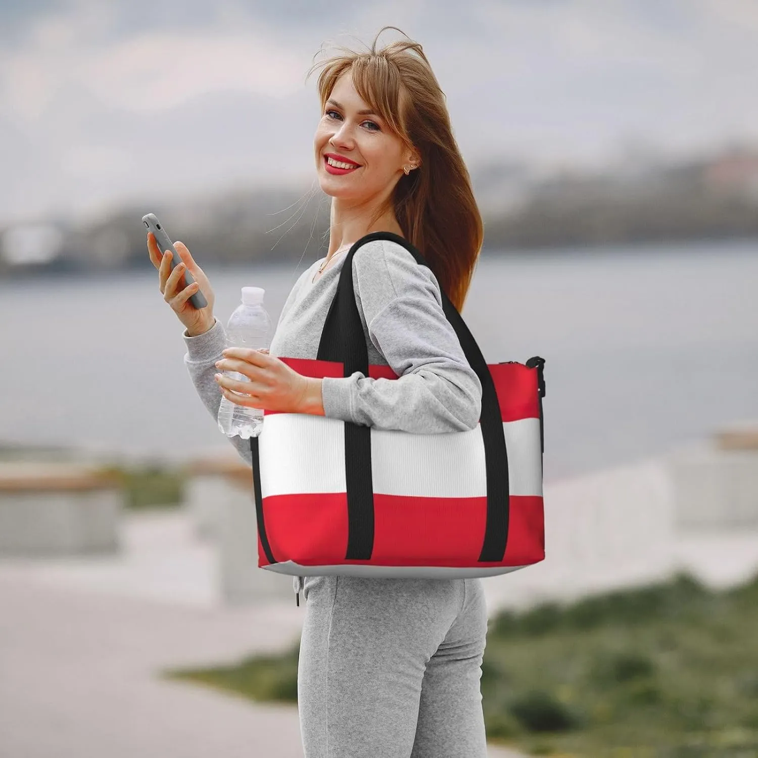 Austrian Flag Small Duffel Bag Foldable Travel Bag Weekender Bag Overnight Gym Hospital Bags For Women&Men