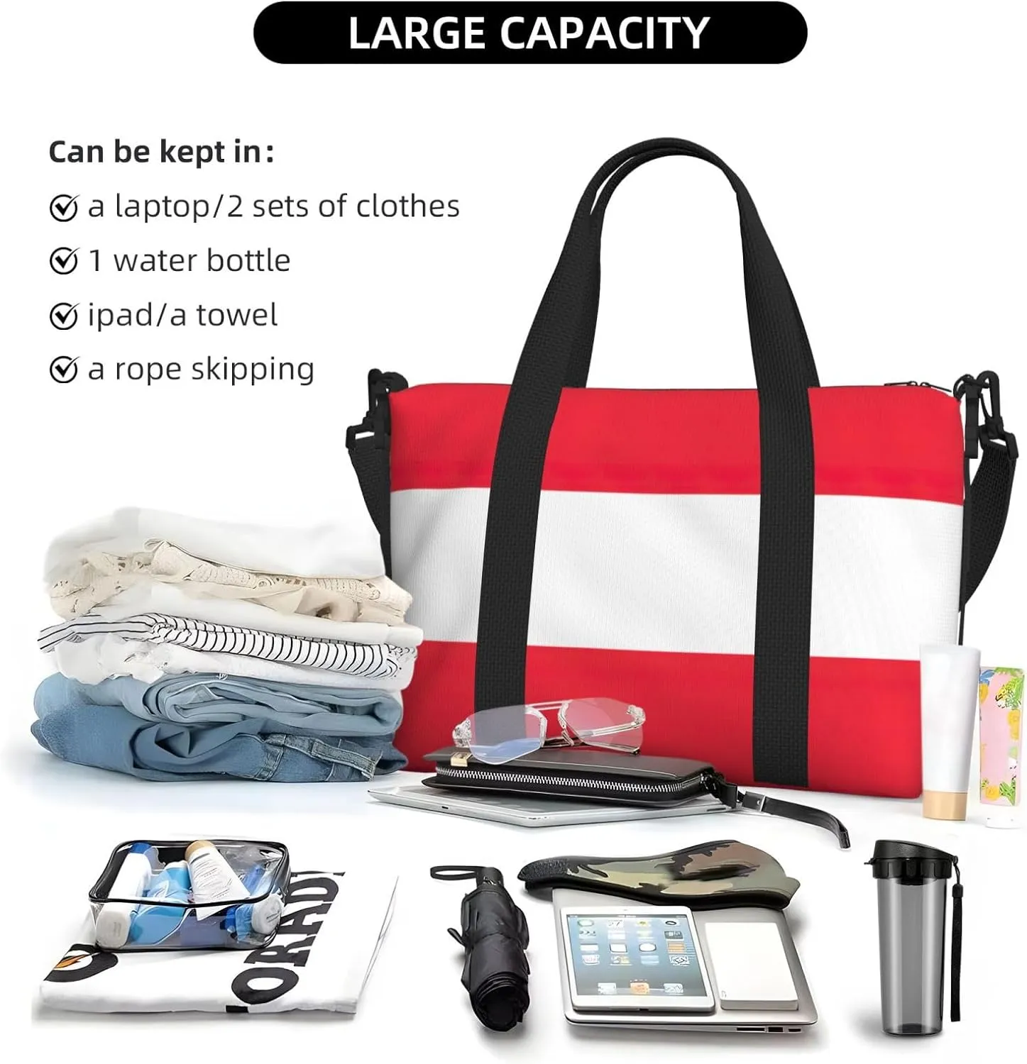 Austrian Flag Small Duffel Bag Foldable Travel Bag Weekender Bag Overnight Gym Hospital Bags For Women&Men