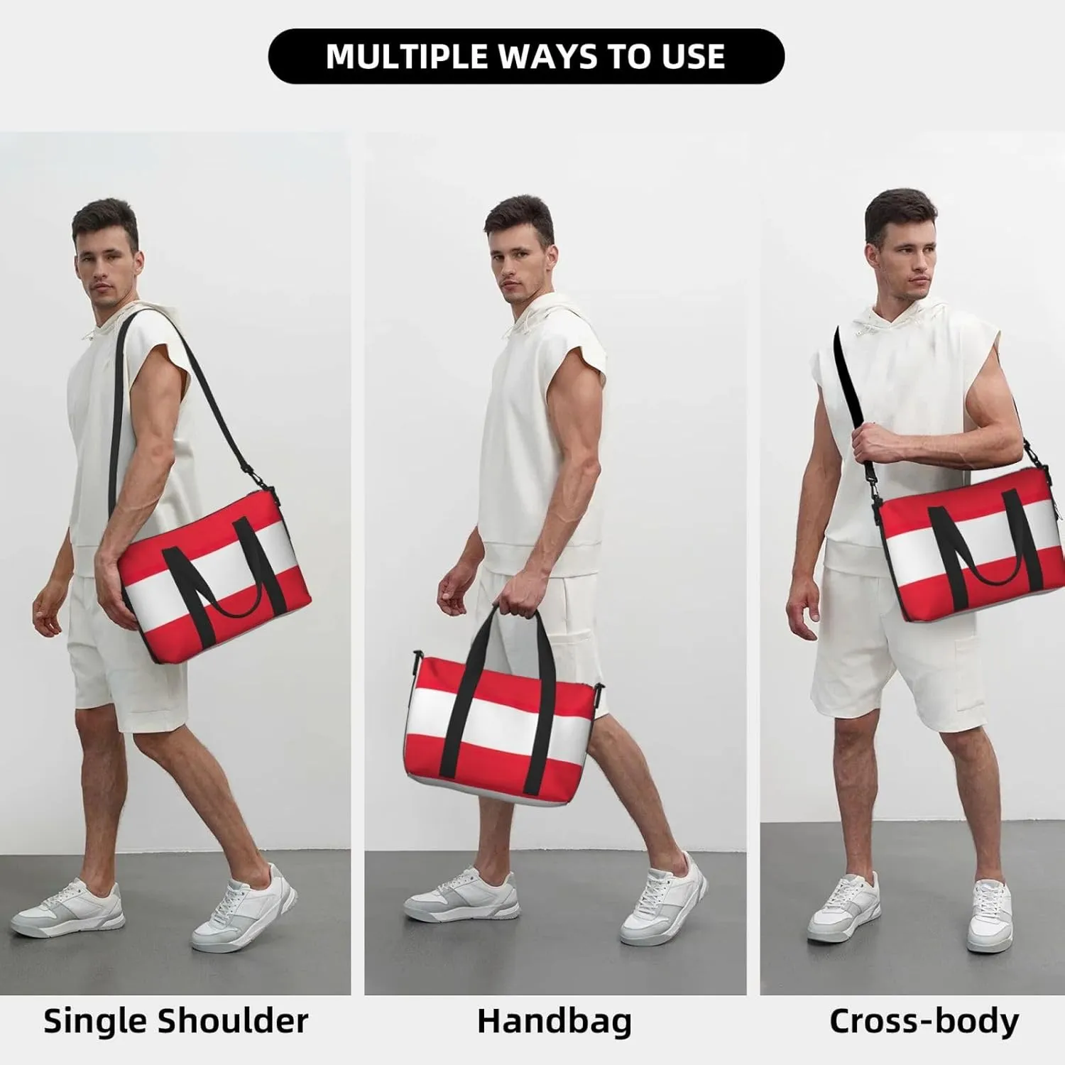 Austrian Flag Small Duffel Bag Foldable Travel Bag Weekender Bag Overnight Gym Hospital Bags For Women&Men