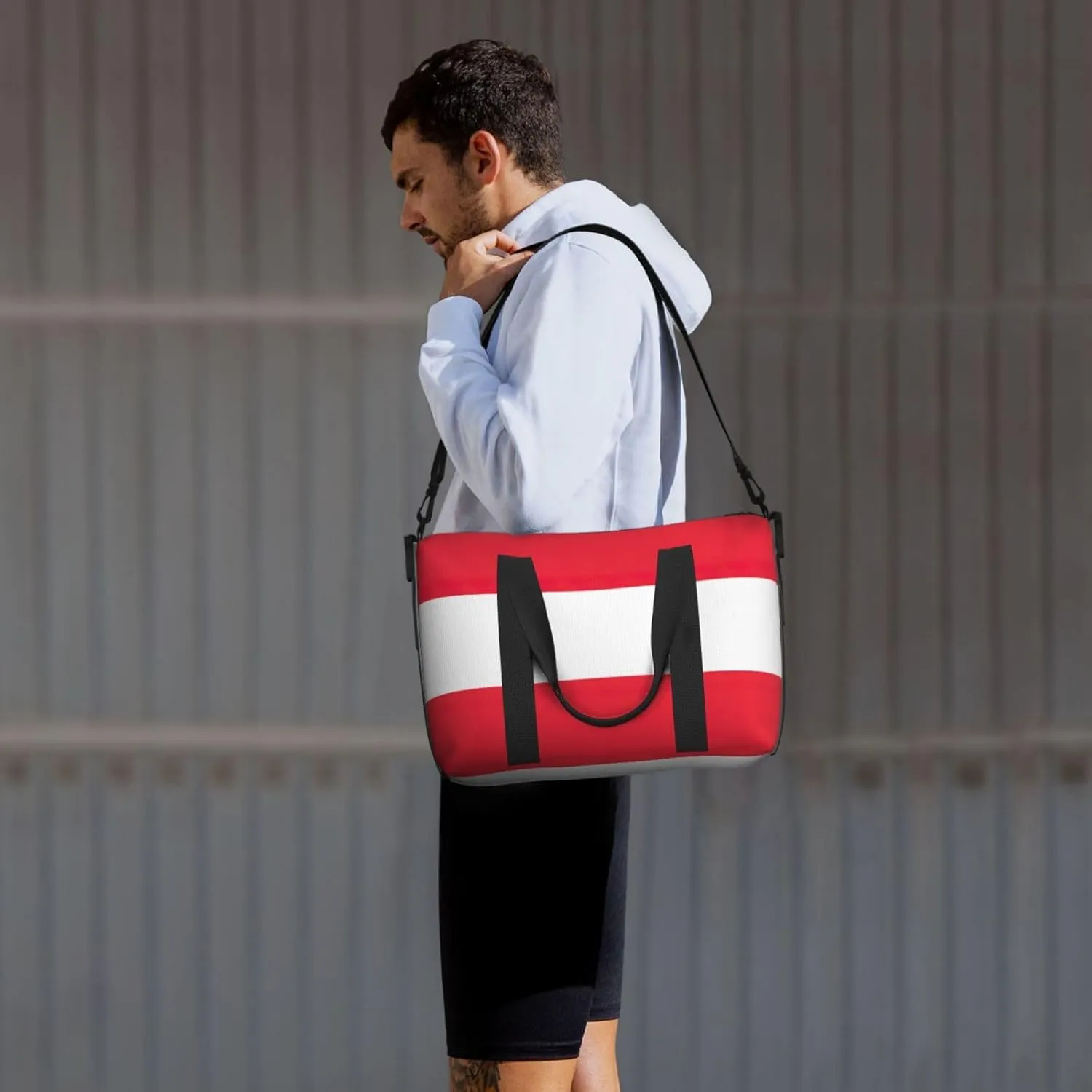 Austrian Flag Small Duffel Bag Foldable Travel Bag Weekender Bag Overnight Gym Hospital Bags For Women&Men