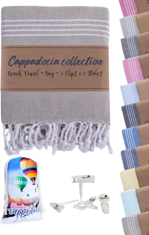 Authentic Turkish Beach Towel – (70 inch x 35 inch) Extra Large Cotton, Quick Dry, Sand Repellent, Lightweight, Soft & Absorbent, Packable Travel Blanket with Bag for Adults & Women, Beach Essential
