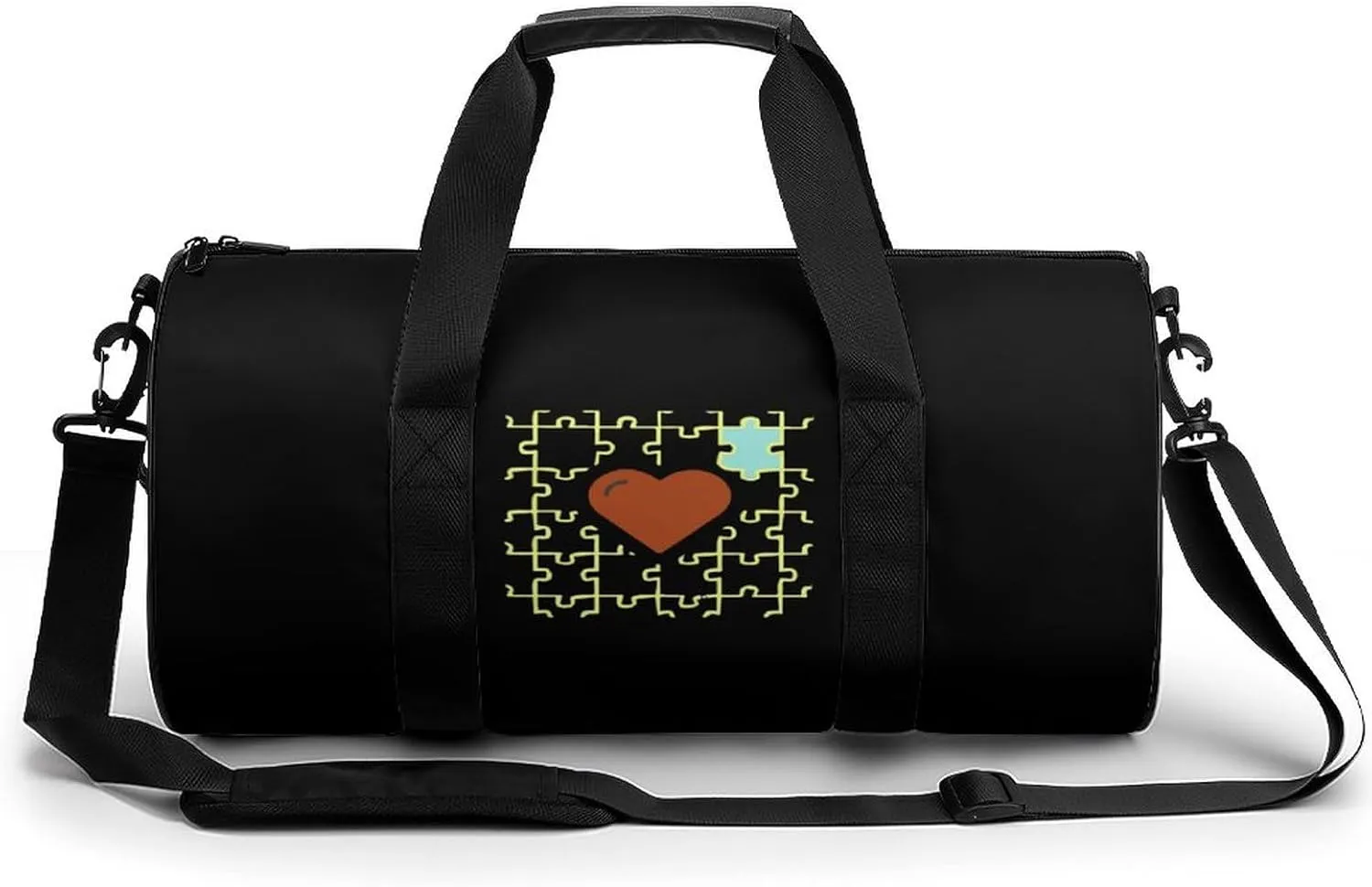 Autism Awareness Cylindrical Gym Duffle Bag Foldable Weekender Bags Lightweight Travel Handbag, style, 202405096