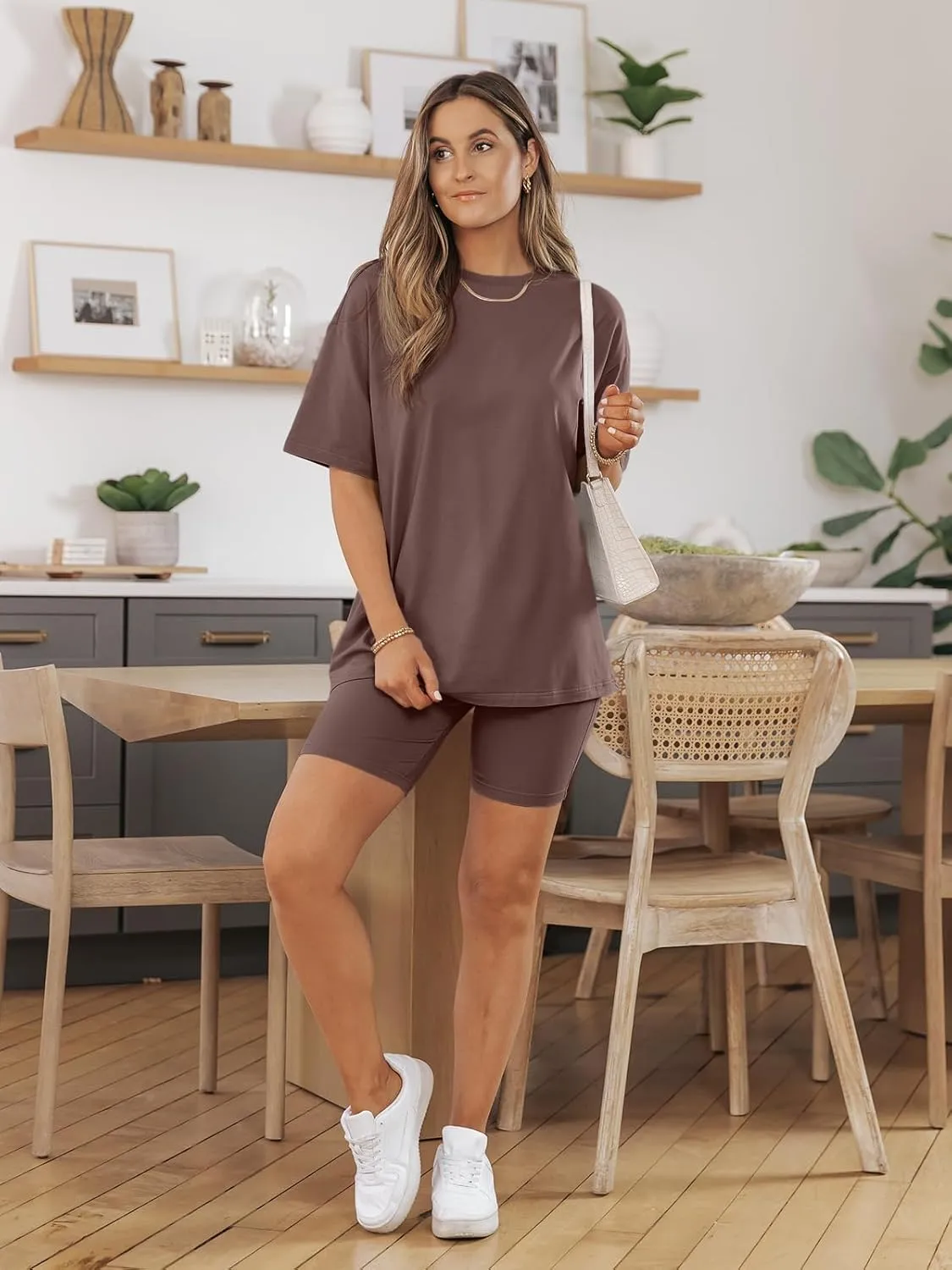 AUTOMET Womens 2 Piece Sets Summer Outfits 2025 Two Piece Lounge Set Matching Clothing Oversized Tshirts Biker Short Fashion