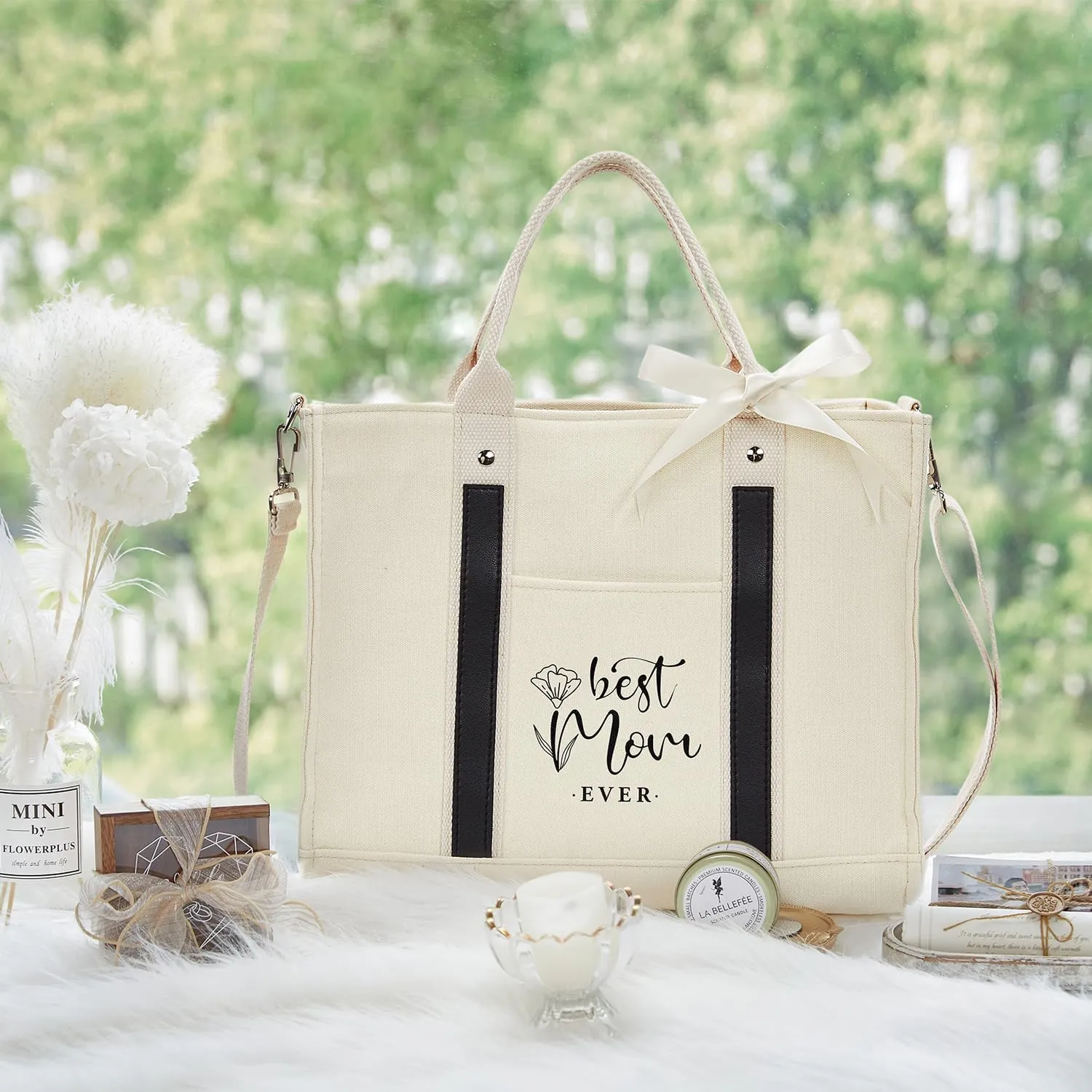 AW BRIDAL Monogram Canvas Tote Bag for Chrismas, Bridal Shower, Retirement, Birthday Gifts for Women Mom Wife Sister Friends