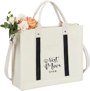 AW BRIDAL Monogram Canvas Tote Bag for Chrismas, Bridal Shower, Retirement, Birthday Gifts for Women Mom Wife Sister Friends
