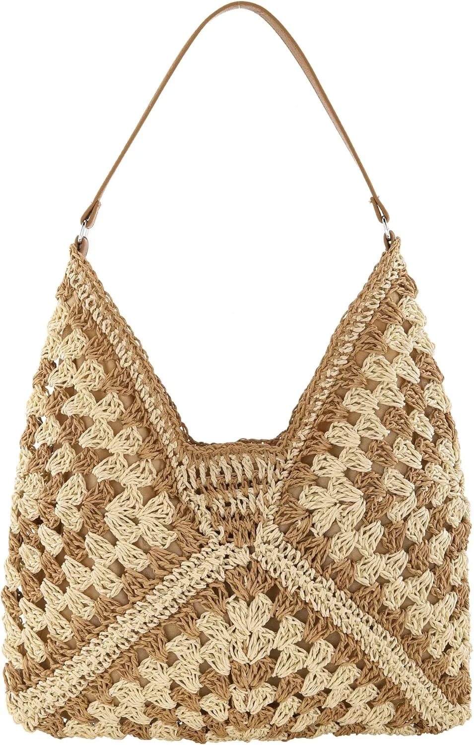 Ayliss Straw Beach Bag Bucket Tote Handbag Women Shoulder Bag Hand Woven Summer Beach Purse Weaving Beach Bucket Bag