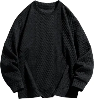 Aymnlox Oversize Sweatshirts for Men Basic Solid Color Long Sleeve Cotton Sweatshirt Loose Oversize Crewneck Pullover 2024