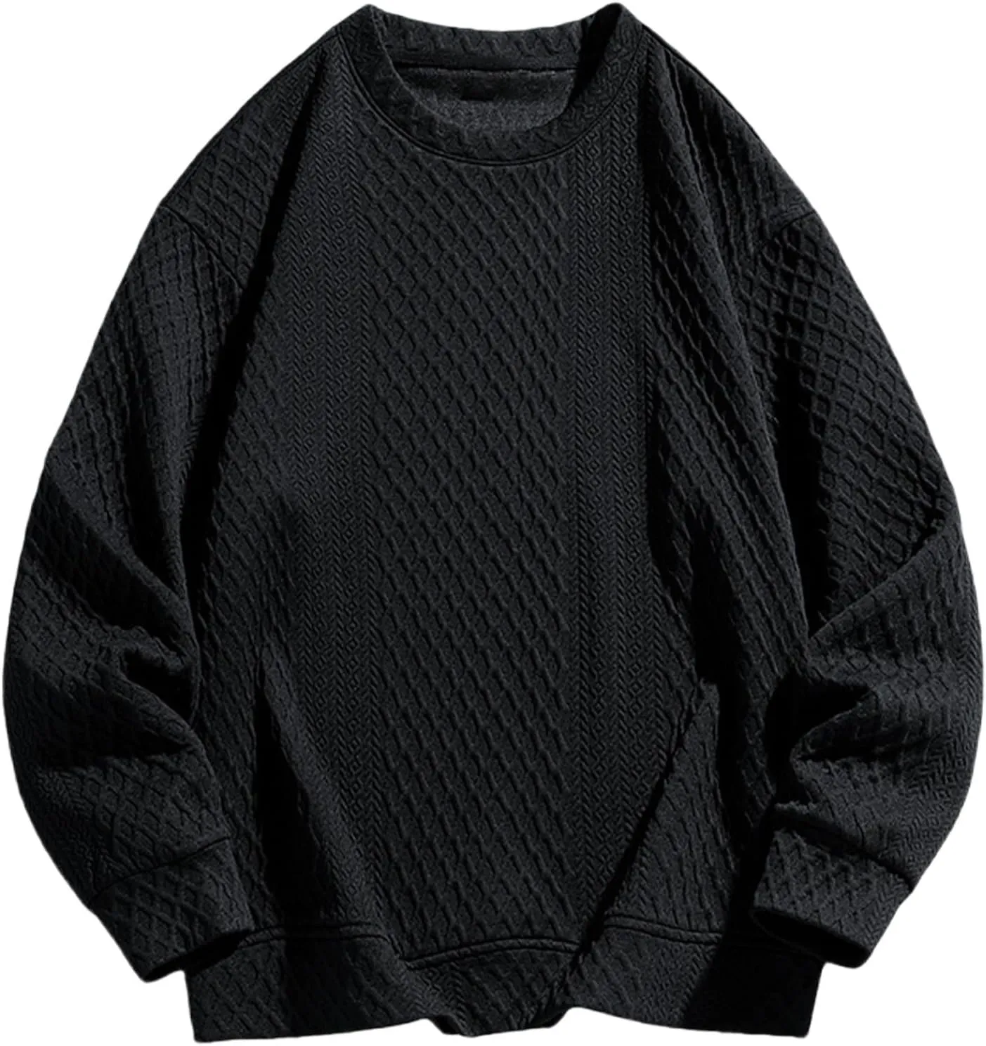 Aymnlox Oversize Sweatshirts for Men Basic Solid Color Long Sleeve Cotton Sweatshirt Loose Oversize Crewneck Pullover 2024