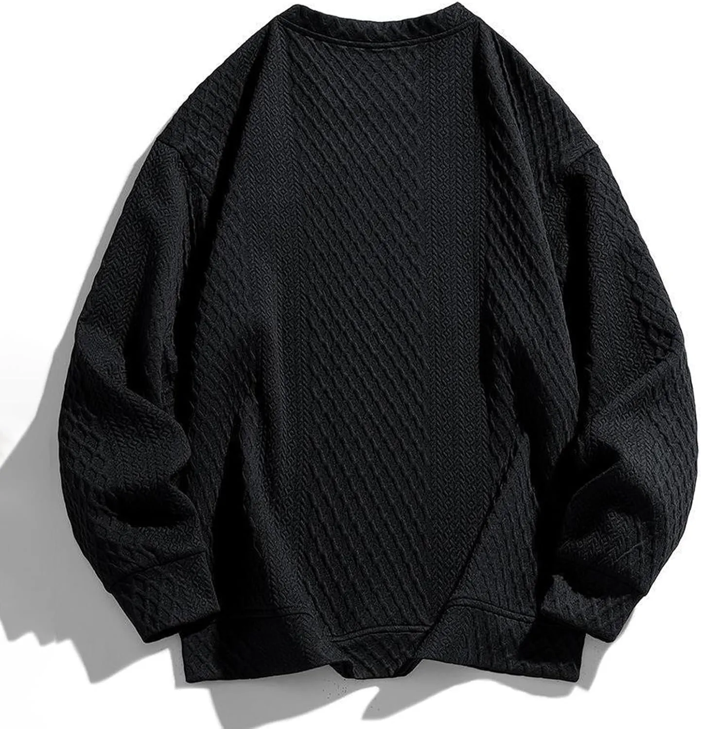 Aymnlox Oversize Sweatshirts for Men Basic Solid Color Long Sleeve Cotton Sweatshirt Loose Oversize Crewneck Pullover 2024