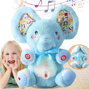 Baby Blue Peek A Boo Elephant Plush Stuffed Singing Elephant, Repeat What You Say, Musical for Toddler with Moving Ear, Singing Talking Stuffed Animal Baby Toy for Boy Girl