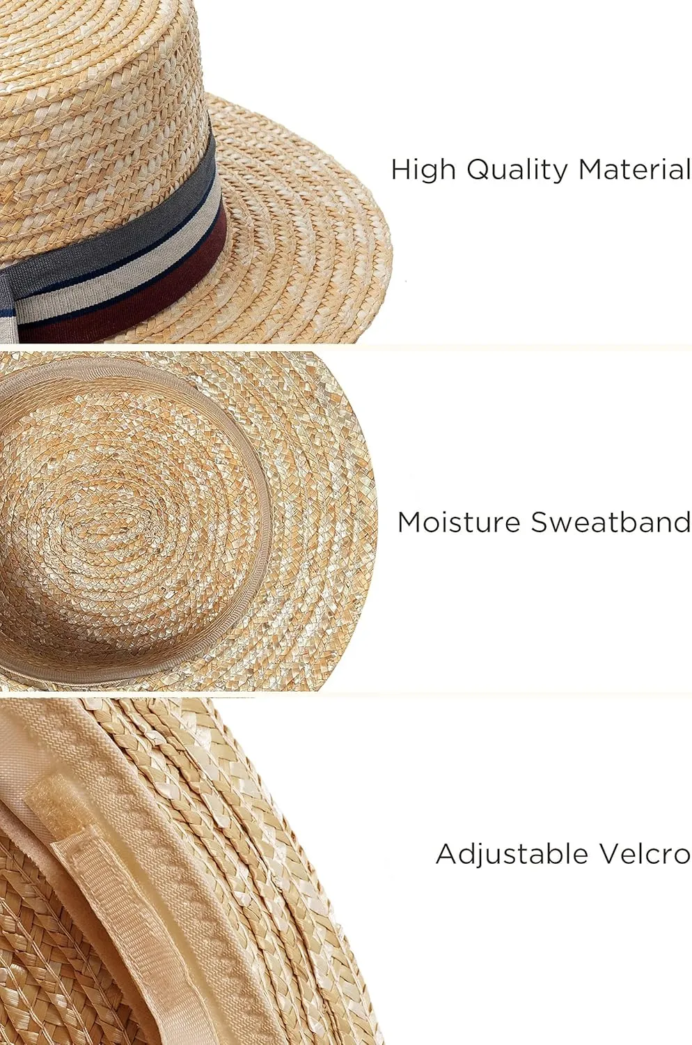 BABYOND Mens Brim Boater Hat Gatsby Straw Panama Hat Fedora Summer Beach Sun Hat 20s Costume Accessories