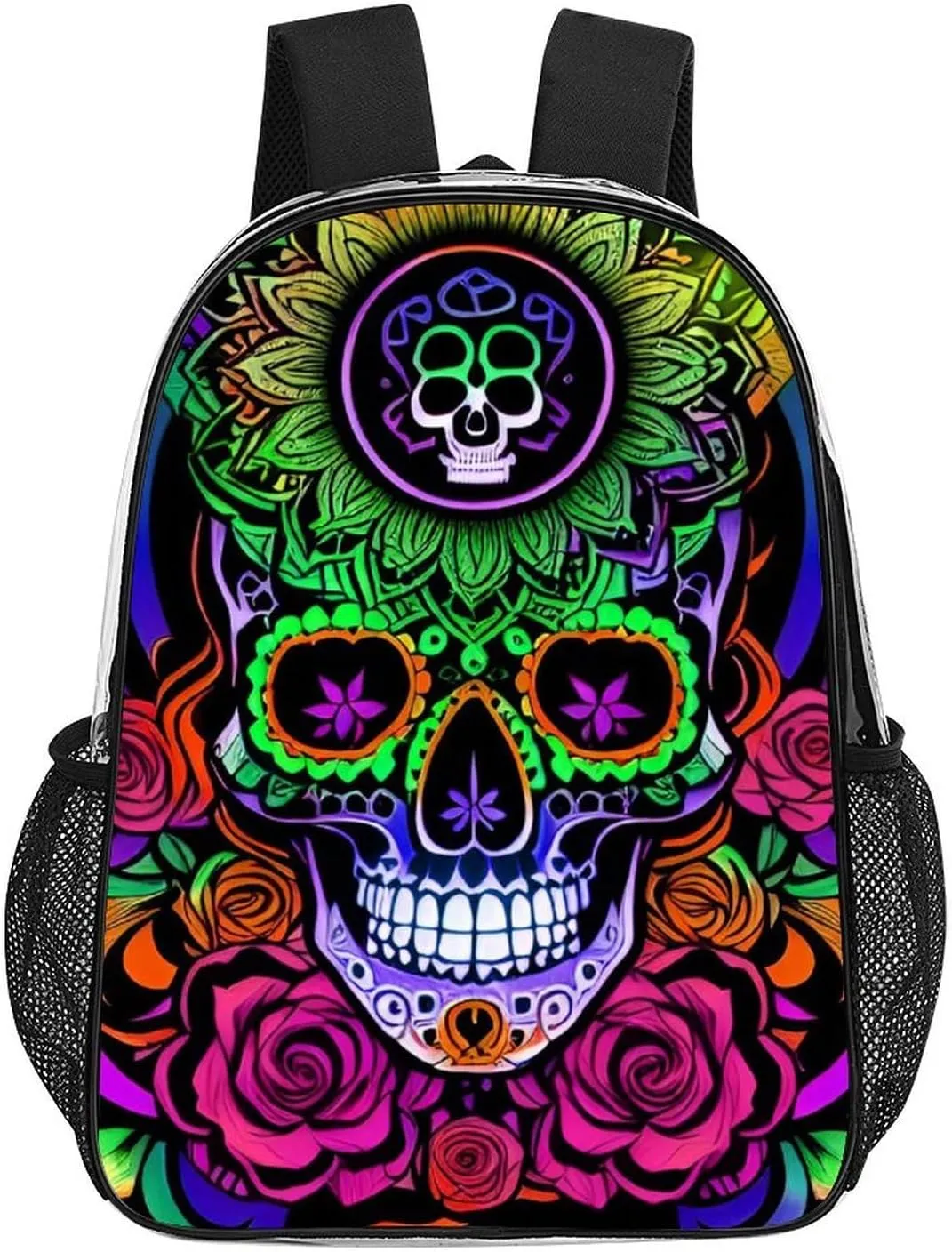 Backpack Multipurpose Anti-Theft Large Capacity Bookbag - Psychedelic Skull Art Travel Hiking Daypack Transparent Bag