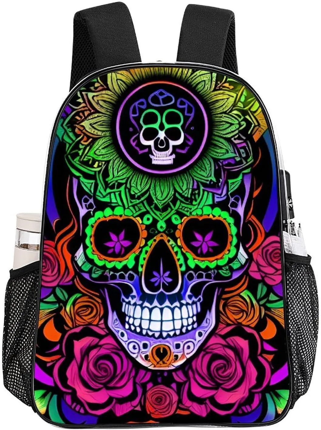 Backpack Multipurpose Anti-Theft Large Capacity Bookbag - Psychedelic Skull Art Travel Hiking Daypack Transparent Bag