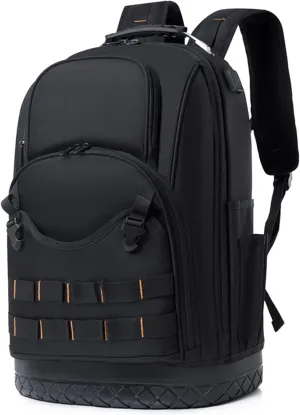 Backpack Tool Bag, Tool Bag Backpack for Men, Tool Backpack Heavy Duty, Tactical Work Tool Bag, Tool Bag, Tool Organizer Bag with Waterproof Molded Base (BAG ONLY)